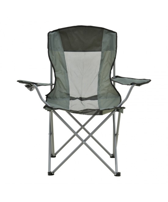 Καρεκλάκι παραλίας-camping Pesca pakoworld μέταλλο-αδιάβροχο ύφασμα σε γκρι απόχρωση 55x55x95εκ