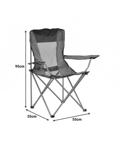 Καρεκλάκι παραλίας-camping Pesca pakoworld μέταλλο-αδιάβροχο ύφασμα σε γκρι απόχρωση 55x55x95εκ