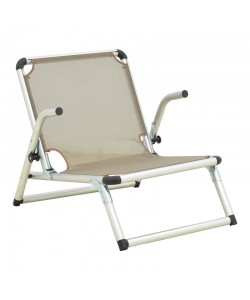 Καρεκλάκι παραλίας Plazo pakoworld αλουμίνιο-textilene σε μπεζ απόχρωση 55x70x59εκ