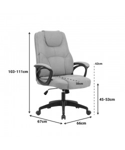 Καρέκλα γραφείου διευθυντή Kamora pakoworld ύφασμα γκρι 66x67x103-111εκ