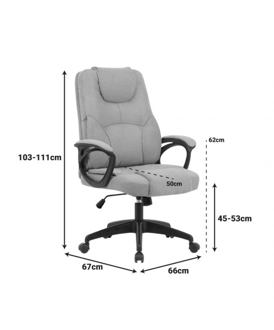 Καρέκλα γραφείου διευθυντή Kamora pakoworld ύφασμα γκρι 66x67x103-111εκ