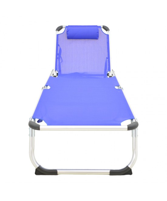 Ξαπλώστρα παραλίας Fevepe pakoworld βαρέως τύπου αλουμίνιο-textilene σε μπλε απόχρωση 58.5x185x29.5εκ