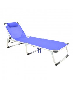 Ξαπλώστρα παραλίας Fevepe pakoworld βαρέως τύπου αλουμίνιο-textilene σε μπλε απόχρωση 58.5x185x29.5εκ