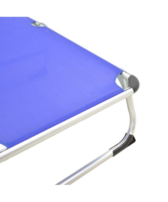 Ξαπλώστρα παραλίας Fevepe pakoworld βαρέως τύπου αλουμίνιο-textilene σε μπλε απόχρωση 58.5x185x29.5εκ