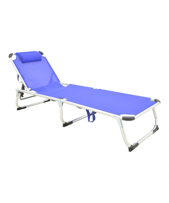 Ξαπλώστρα παραλίας Fevepe pakoworld βαρέως τύπου αλουμίνιο-textilene σε μπλε απόχρωση 58.5x185x29.5εκ