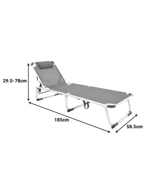 Ξαπλώστρα παραλίας Fevepe pakoworld βαρέως τύπου αλουμίνιο-textilene σε μπλε απόχρωση 58.5x185x29.5εκ