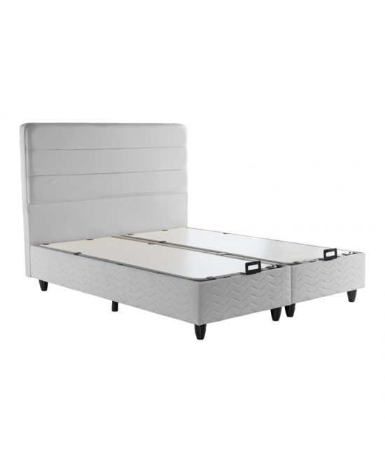 Κρεβάτι διπλό Linteda pakoworld με αποθηκευτικό χώρο γκρι βελούδο 160x200εκ