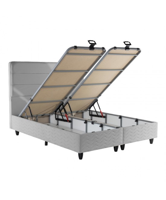 Κρεβάτι διπλό Linteda pakoworld με αποθηκευτικό χώρο γκρι βελούδο 160x200εκ