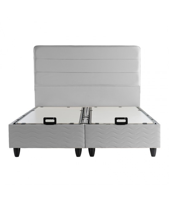 Κρεβάτι διπλό Linteda pakoworld με αποθηκευτικό χώρο γκρι βελούδο 160x200εκ