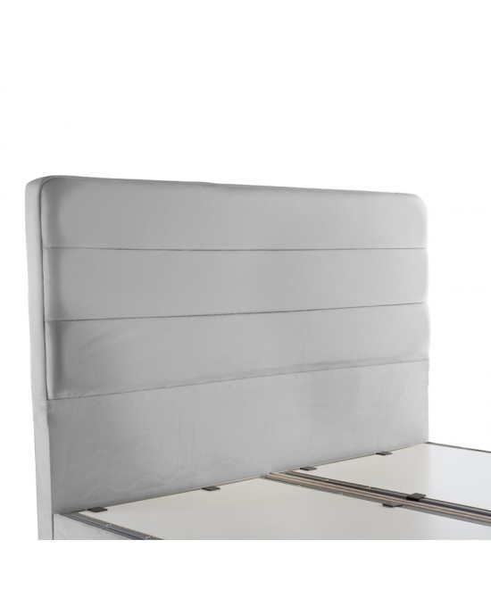 Κρεβάτι διπλό Linteda pakoworld με αποθηκευτικό χώρο γκρι βελούδο 160x200εκ