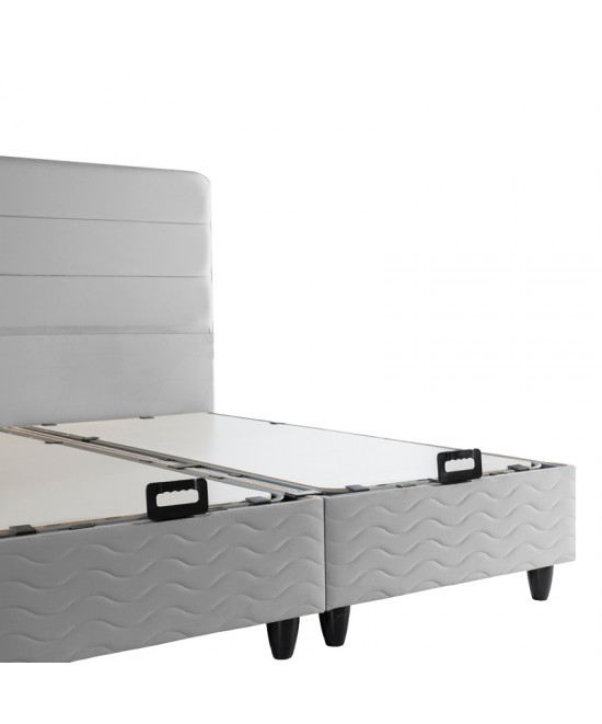 Κρεβάτι διπλό Linteda pakoworld με αποθηκευτικό χώρο γκρι βελούδο 160x200εκ
