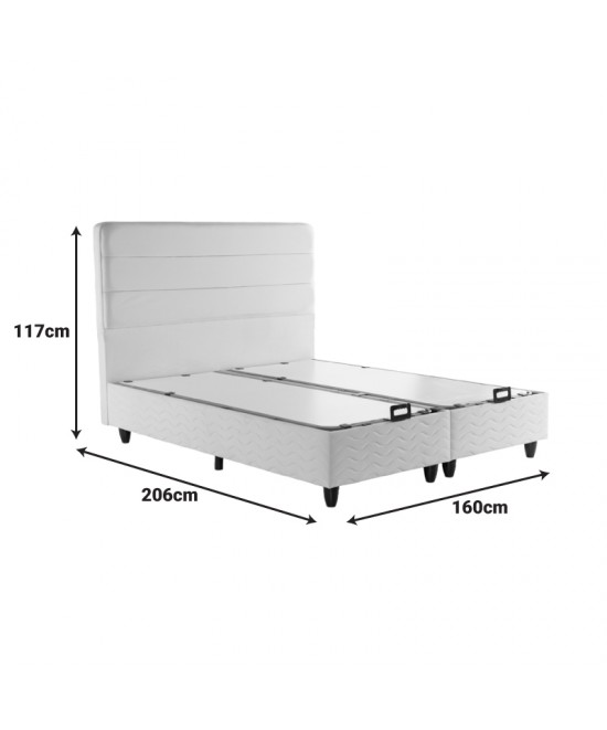 Κρεβάτι διπλό Linteda pakoworld με αποθηκευτικό χώρο γκρι βελούδο 160x200εκ