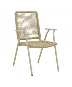 Πολυθρόνα Weave pakoworld στοιβαζόμενη αλουμίνιο σε ανθρακί -pe σχοινί σε φυσική απόχρωση 57x63x86εκ