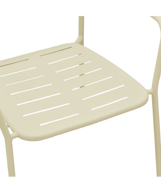 Πολυθρόνα Deraby pakoworld στοιβαζόμενη κρεμ μέταλλο 56x45.5x83εκ