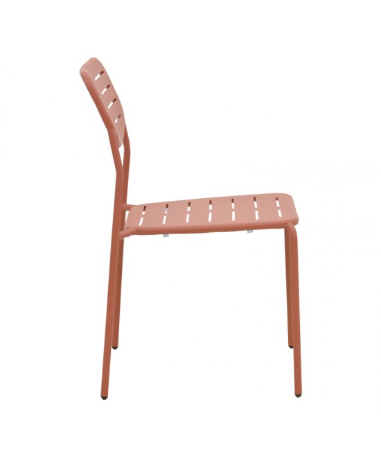 Καρέκλα Deraby pakoworld στοιβαζόμενη terracotta μέταλλο 52.5x45.5x83εκ