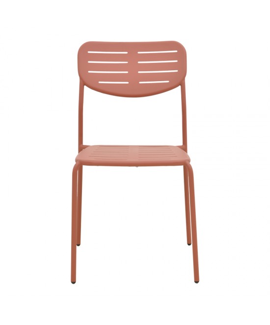 Καρέκλα Deraby pakoworld στοιβαζόμενη terracotta μέταλλο 52.5x45.5x83εκ