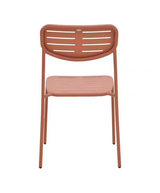 Καρέκλα Deraby pakoworld στοιβαζόμενη terracotta μέταλλο 52.5x45.5x83εκ