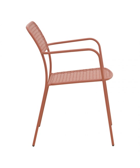 Πολυθρόνα Federal pakoworld στοιβαζόμενη terracotta μέταλλο 57x58x81.5εκ