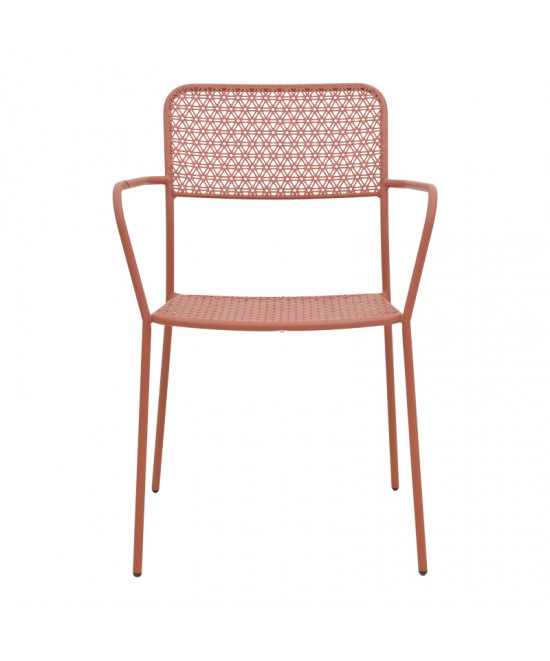 Πολυθρόνα Federal pakoworld στοιβαζόμενη terracotta μέταλλο 57x58x81.5εκ