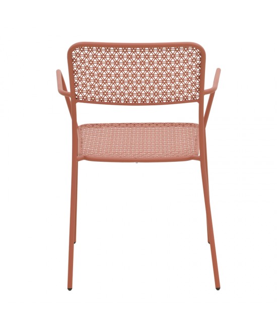 Πολυθρόνα Federal pakoworld στοιβαζόμενη terracotta μέταλλο 57x58x81.5εκ