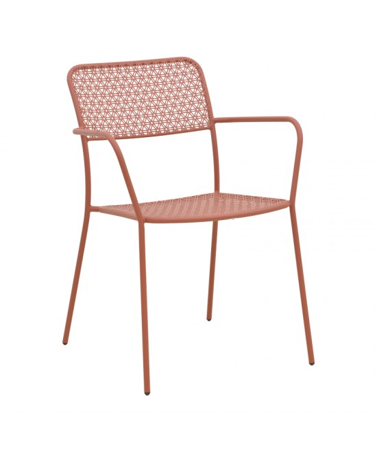 Πολυθρόνα Federal pakoworld στοιβαζόμενη terracotta μέταλλο 57x58x81.5εκ