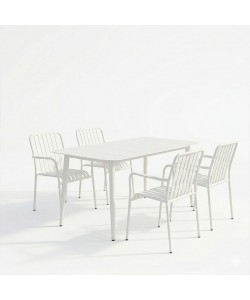 Τραπεζαρία Heven Vista pakoworld σετ 5τεμ λευκό αλουμίνιο 150x80x72εκ
