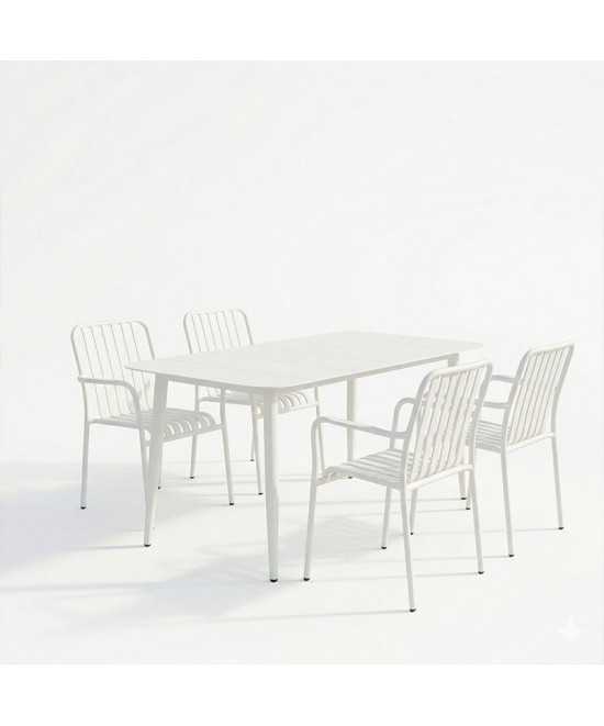 Τραπεζαρία Heven Vista pakoworld σετ 5τεμ λευκό αλουμίνιο 150x80x72εκ Τραπεζαρία Heven Vista pakoworld σετ 5τεμ λευκό αλουμίνιο 150x80x72εκ