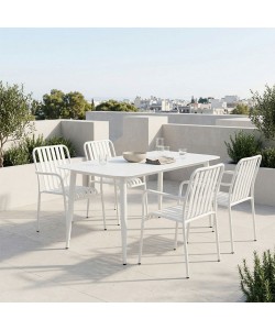 Τραπεζαρία Heven Vista pakoworld σετ 5τεμ λευκό αλουμίνιο 150x80x72εκ