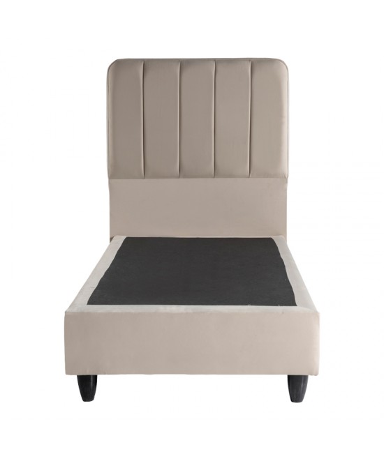 Κρεβάτι μονό Lunda pakoworld κρεμ βελούδο 90x200εκ