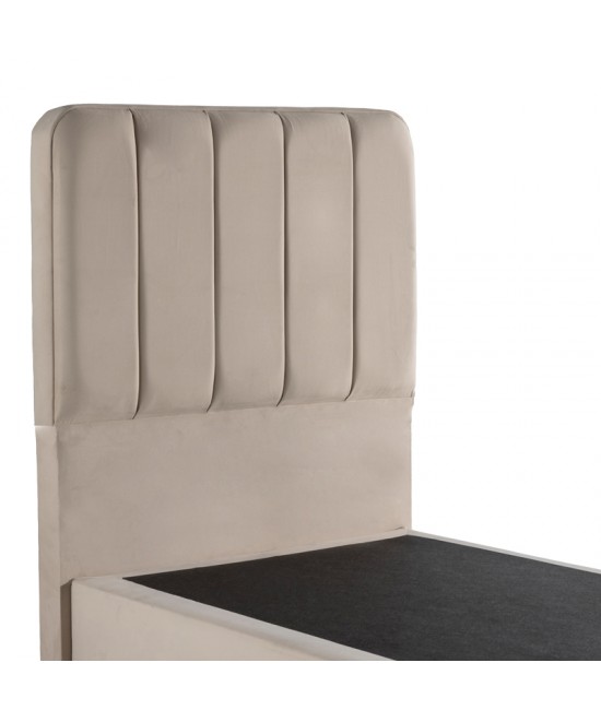 Κρεβάτι μονό Lunda pakoworld κρεμ βελούδο 90x200εκ