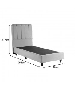 Κρεβάτι μονό Lunda pakoworld κρεμ βελούδο 90x200εκ