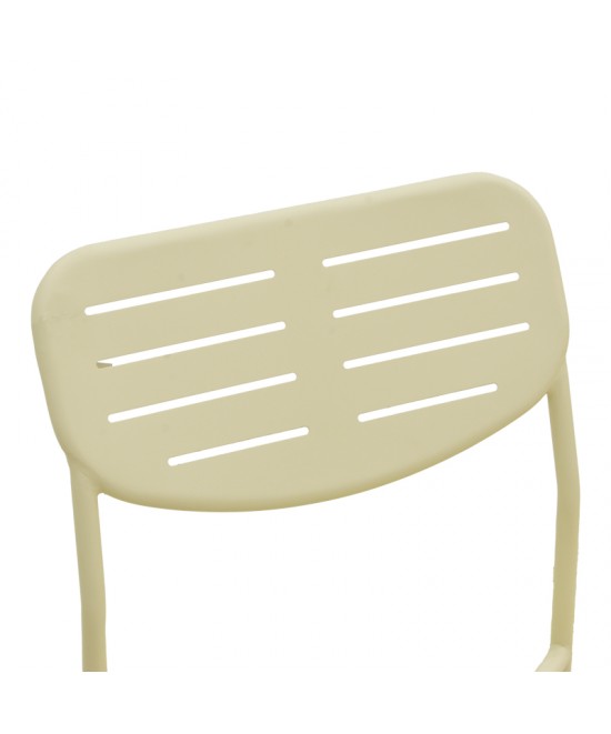 Καρέκλα Deraby pakoworld στοιβαζόμενη κρεμ μέταλλο 52.5x45.5x83εκ