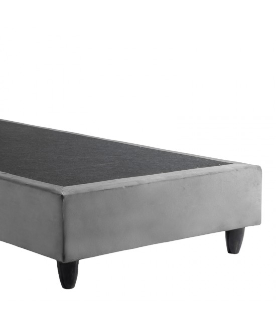 Κρεβάτι μονό Υπόστρωμα Pakda pakoworld ανθρακί βελούδο 90x200εκ