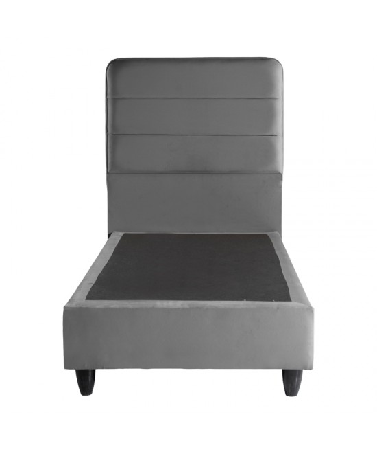 Κρεβάτι μονό Linteda pakoworld ανθρακί βελούδο 90x200εκ