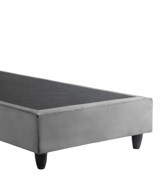 Κρεβάτι μονό Linteda pakoworld ανθρακί βελούδο 90x200εκ