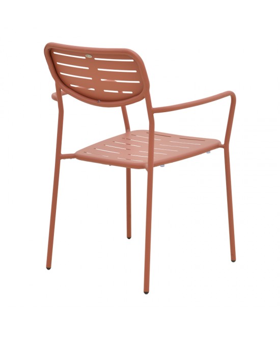 Πολυθρόνα Deraby pakoworld στοιβαζόμενη terracotta μέταλλο 56x45.5x83εκ