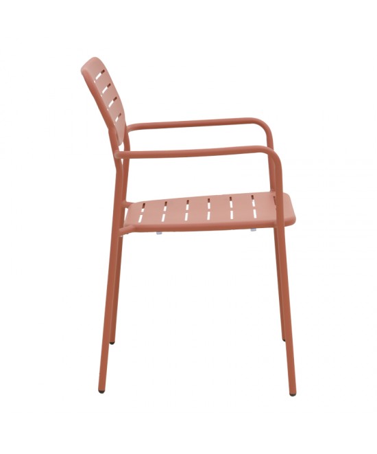 Πολυθρόνα Deraby pakoworld στοιβαζόμενη terracotta μέταλλο 56x45.5x83εκ