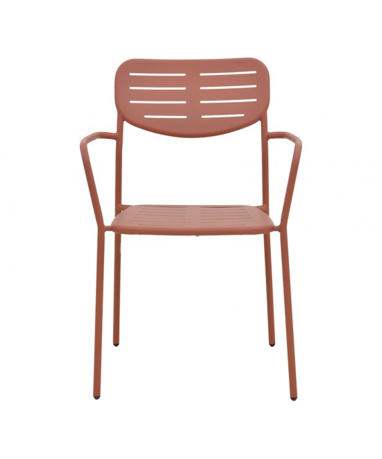 Πολυθρόνα Deraby pakoworld στοιβαζόμενη terracotta μέταλλο 56x45.5x83εκ
