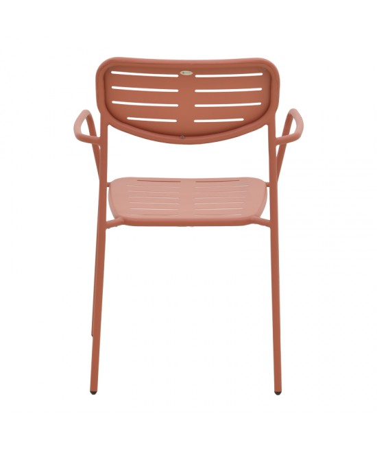 Πολυθρόνα Deraby pakoworld στοιβαζόμενη terracotta μέταλλο 56x45.5x83εκ