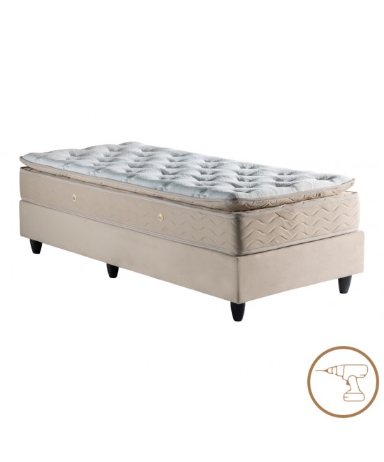 Κρεβάτι μονό Υπόστρωμα Pakda pakoworld κρεμ βελούδο 90x200εκ