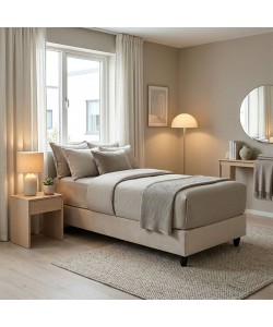 Κρεβάτι μονό Υπόστρωμα Pakda pakoworld κρεμ βελούδο 90x200εκ