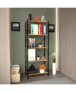Βιβλιοθήκη Bimblem pakoworld oak με μαύρο μέταλλο 60x30x150εκ