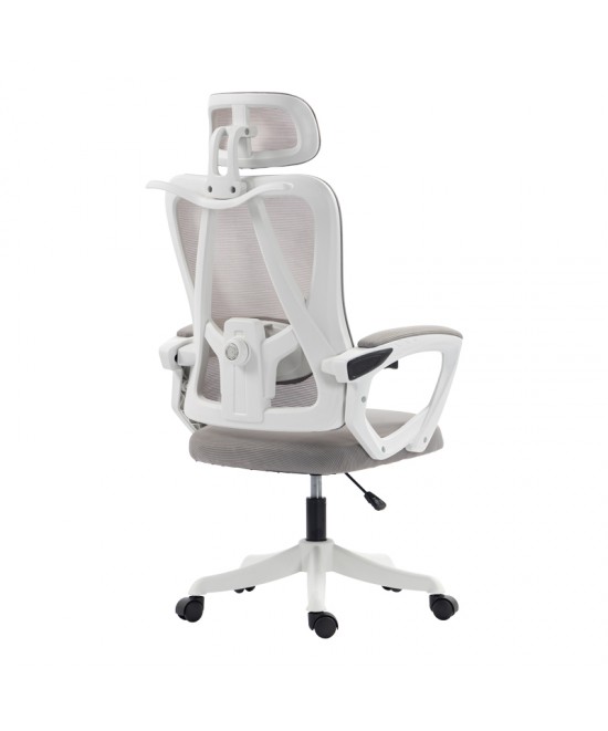 Καρέκλα γραφείου διευθυντή Exeter pakoworld λευκή - mesh γκρι 50x58x119-129εκ