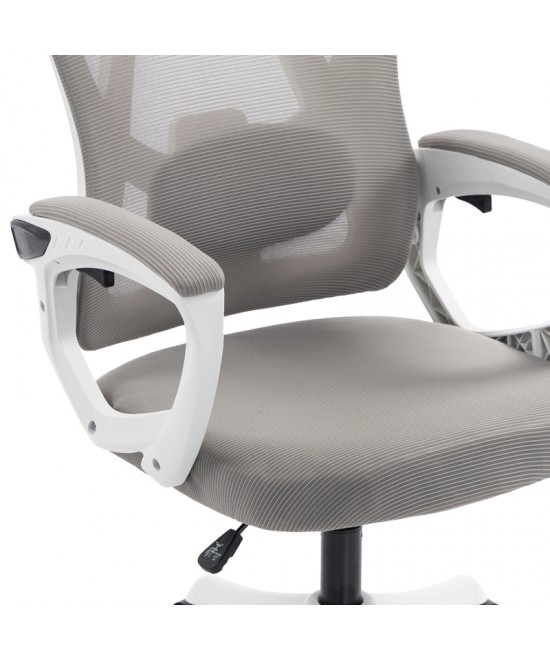 Καρέκλα γραφείου διευθυντή Exeter pakoworld λευκή - mesh γκρι 50x58x119-129εκ