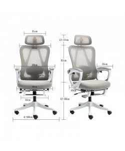 Καρέκλα γραφείου διευθυντή Exeter pakoworld λευκή - mesh γκρι 50x58x119-129εκ