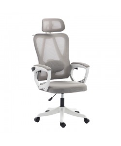 Καρέκλα γραφείου διευθυντή Exeter pakoworld λευκή - mesh γκρι 50x58x119-129εκ