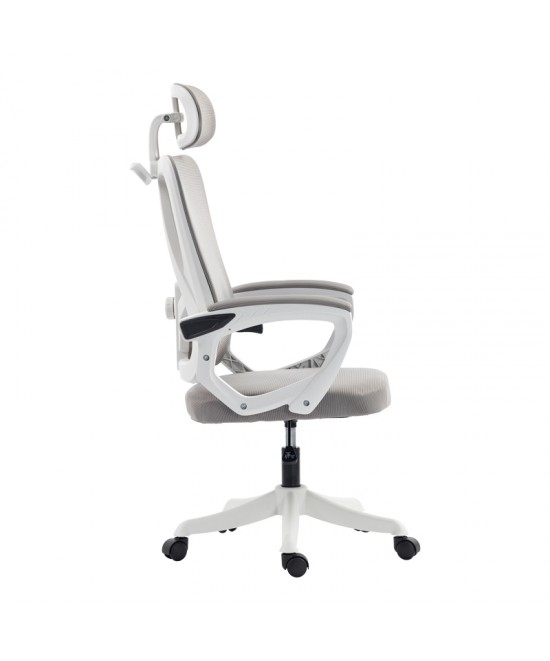 Καρέκλα γραφείου διευθυντή Exeter pakoworld λευκή - mesh γκρι 50x58x119-129εκ