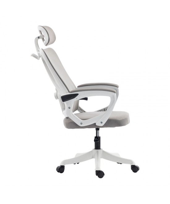 Καρέκλα γραφείου διευθυντή Exeter pakoworld λευκή - mesh γκρι 50x58x119-129εκ