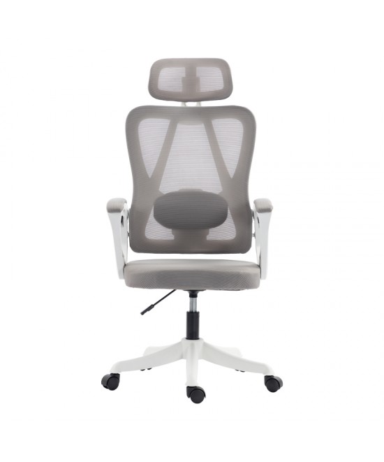 Καρέκλα γραφείου διευθυντή Exeter pakoworld λευκή - mesh γκρι 50x58x119-129εκ