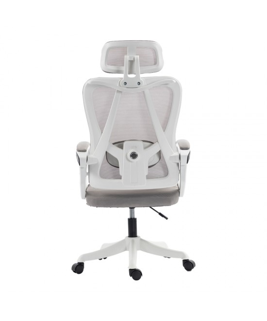 Καρέκλα γραφείου διευθυντή Exeter pakoworld λευκή - mesh γκρι 50x58x119-129εκ